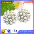 Factory Wholesale Round Disc Pearl Earring with Rhinestones #22296